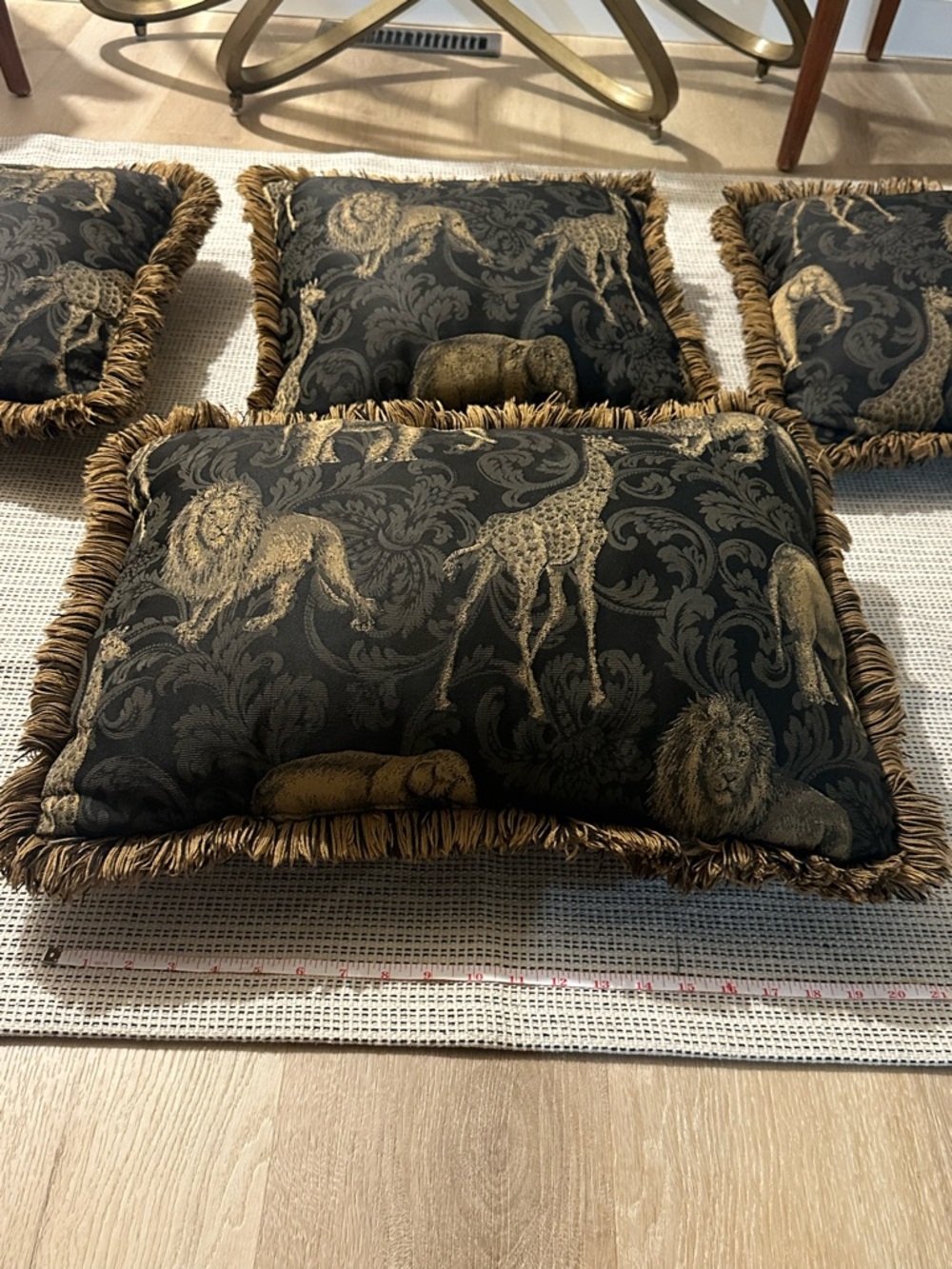 Luxury Vintage Safari Pillows Set of 4 Lion Elephant Giraffe Boho Home Decor